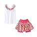 Mud Kingdom Little Girls Outfits Summer Fashion Cold Shoulder Backless Tank Top and Shorts Clothing Set Floral Print White 6-7 Years