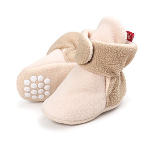 Newborn Cozie Fleece Bootie, Unisex Infant Toddler Slippers Crib Shoes Warm Boots With Anti Slip Bottom