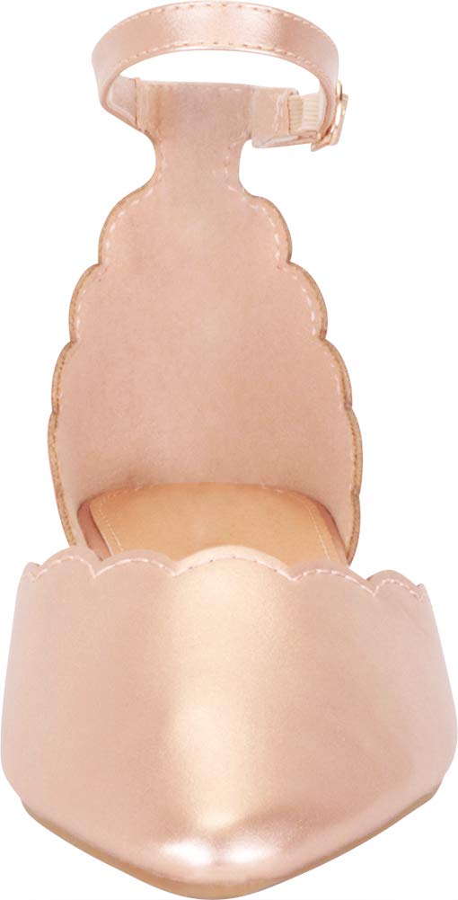 Cambridge Select Women's Pointed Toe Scalloped D'Orsay Ankle Strap Ballet Flat,7.5 B(M) US,Rose Gold PU - Image 3