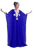 IndianAttire Women's Dubai Kaftan Farasha Abaya Jilbab Maxi Dress Royalblue