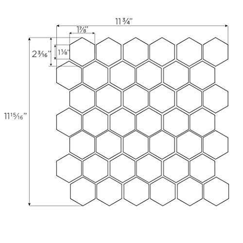 MAYKKE Cooper 10-Pack Mosaic Wall and Floor Tile | 12" x 12" Mini Hexagonal Honeycomb Pattern | Kitchen, Bathroom, or Laundry Room Backsplash, Flooring | Fade Resistant Wooden Blue Marble, YOA1010105 - Thumbnail 4
