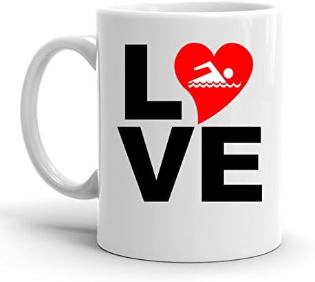Custom Personalized Love Swimming White 15 oz Coffee Mug