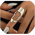 Uarein Hollow Knuckle Joint Finger Activity Ring.Silver Double Loop Rings Gothic Hinged Rings Punk Jewelry Halloween Gifts for Women
