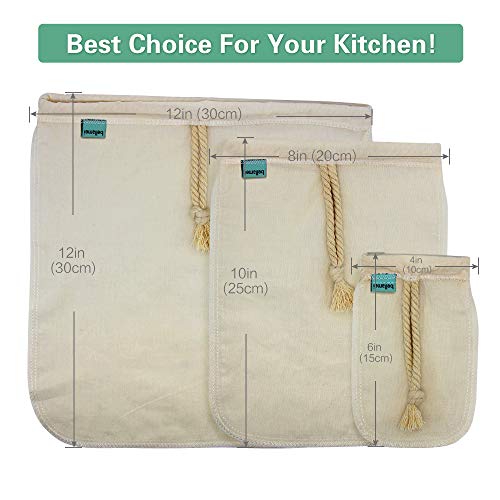 Bellamei Nut Milk Bag Reusable Organic Cotton Nut Bags for Almond Milk,Juice,Cold Brew Coffee,Tea,Yogurt,Cheese,Bone Broth,Sprouting