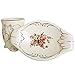 YALONG 5-Piece Red Rose Floral Ceramic Bathroom Accessory Set, Includes Soap/Lotion Dispenser, Toothbrush Holder, Tumbler, and Soap Dish for Father's Day