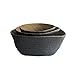 Set of 3 Seagrass Woven Baskets with Handles, Natural/Black