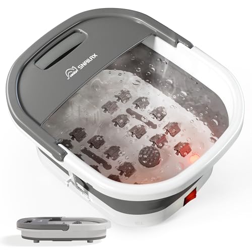 Snailax Bath Tub and Foot Massager with Heat Function, Foldable Tub with Vibration, Bubble Function and Temperature Control, Electric Foot Massager - Gifts for Women Men