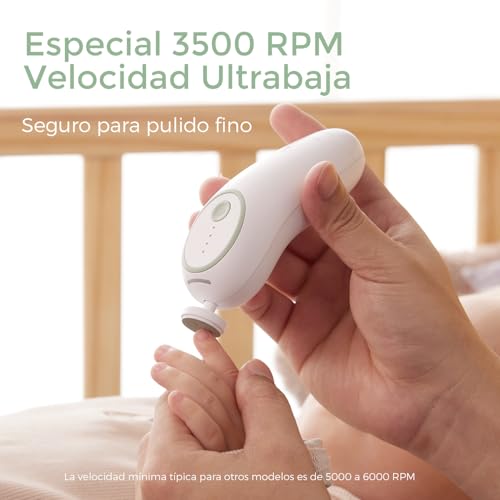 Momcozy - Lima de Uñas Para Bebé, Eléctrica, Recargable, Cortaúñas para Bebé, Con Luz Nocturna, 7 Almohadillas para Orejas de Repuesto para Cabeza de Molienda, Color Verde