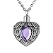 Valyria Angel Wing Birthstone Memorial Urn Necklace Stainless Steel Cremation Jewelry,Light Purple(June)