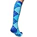CompressionZ 30-40 mmHg Knee High Compression Socks Men & Women | Support Stockings for Travel, Nurses and Athletes (Argyle Blue, X-Large)