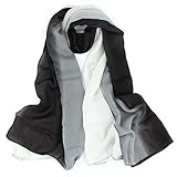Suppion Women Girls Lady Hit Color Gradient Wrap Shawl Stole Chiffon Scarf (Black)
