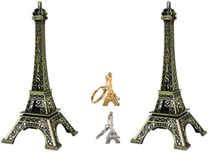 2pcs/Paris Eiffel Tower Arts and Crafts Sculpture Model Room Room decoration gift (7 inches, Bronze)