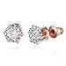 14k Rose Gold Diamond Round Cubic Zirconia CZ Stud Earrings For Women Crystal Post Hypoallergenic For Sensitive Ears