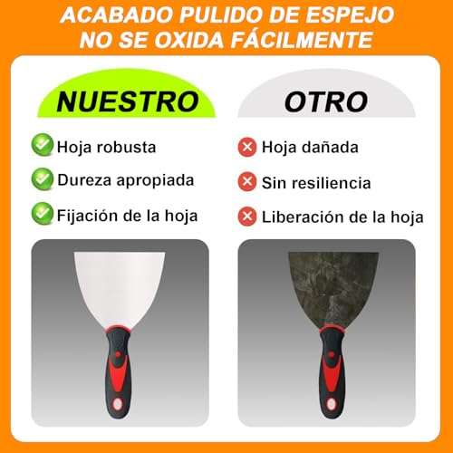 ALKDHDU Juego de espatula resanadora de acero inoxidable de 10 piezas,juego de espatulas pintura que incluye cuchillo para masilla,cuchillo de cinta,raspador de pintor y bandeja de barro，puede pintar
