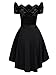 Dreaweet Women's Off Shoulder Lace Boat Neck Vintage Cocktail Party Wedding Dresses Black Medium