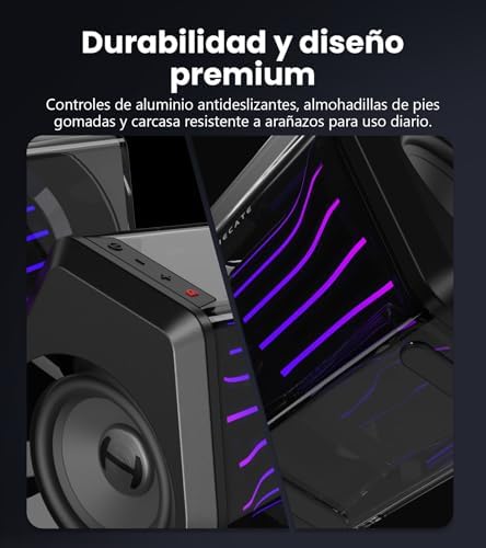 Coluna de gaming G2000 Pro 2.0 RGB, potência máxima 64W, sincronização de luz Tempoflow ™ a 270 graus, som surround virtual 7.1-Bluetooth 5.4 / USB-C/AUX, Adequado para PC (preto)