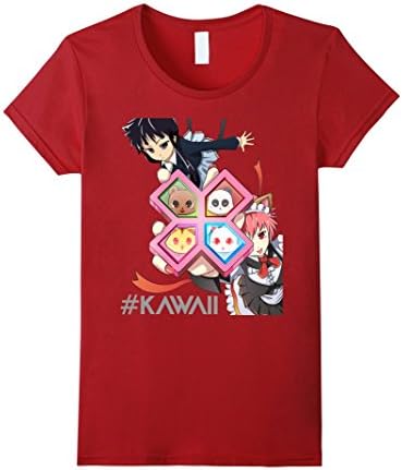 Women's Kawaii Anime Cute Manga Superhero T-Shirt Small Cranberry