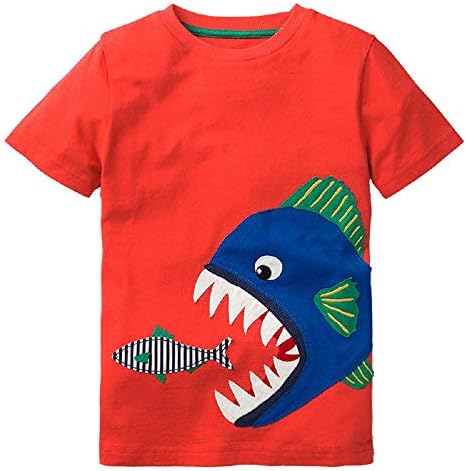Hongshilian Kids' Short Sleeve Cotton Jersey T-Shirt Top Tee for Boys Girls
