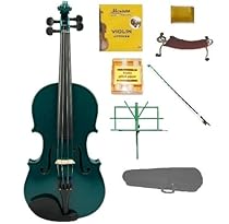 Merano 4/4 (Full) Size GREEN Acoustic Violin with Case+GREEN Stick Bow+Rosin+2 Sets Strings+Tuner+Shoulder Rest+GREEN Music Stand
