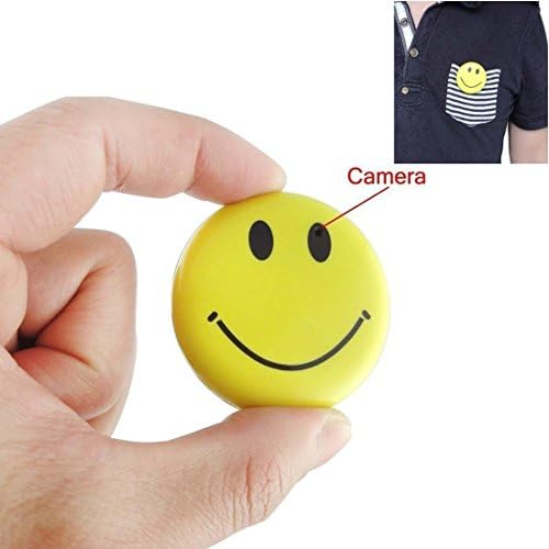 Romhn8GB New Cute Yellow Color Smile Face Badge Hidden Camera Realtime Mini SD Card DVR Camcorder