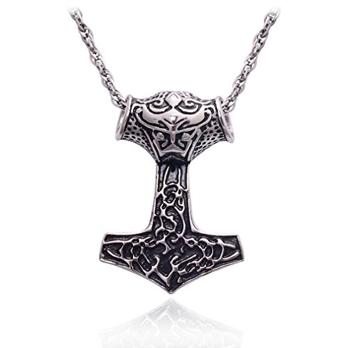 Jane Stone Fashion Pendant Necklace Stainless Steel Mens Bioworld Marvel's Thor Hammer Titanium 22"