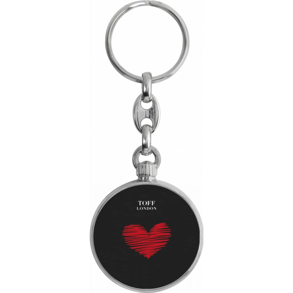 Toff London Black With Red Heart Valentine Keyring