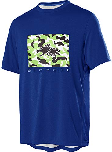 Wisdom Leaves Men's Mountain Bike Jerseys Short Sleeve MTB Cycling Jersey Moisture-Wicking T-Shirt Navy Blue