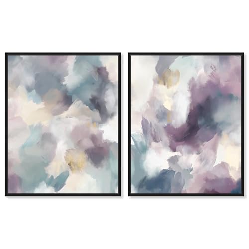 Art Remedy Golden Reflections Canvas Set of 2 Watercolor Abstract, Black Frame,…