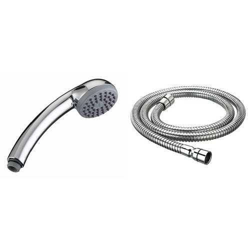 Bristan HAND100 C Chrome Plated Single Function Rub Clean Shower Handset 100 with Bristan Cone To Cone Large Bore Shower Hose