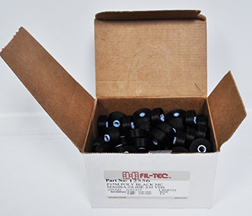Fil-Tech Magna-Glide Poly Classics Style M Jumbo 222yd Prewound Bobbins 100ct Black