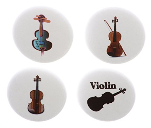 Set 4 Violin Themed 1.25" Pinback Buttons Pins Viola Musical Instruments