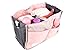 PK Baby Diaper Caddy - Bag in Tote Bag - Hanging Stroller Straps - Compact Nursery Organizer Storage in Girl Pink bundle set comes with a FREE Reusable Portable Waterproof Changing Pad Liner