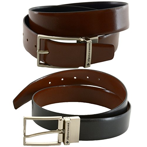 Alpine swiss mens dress belt reversible black brown lea…