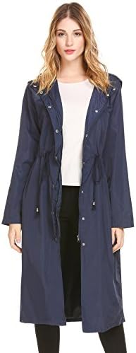 Etuoji Womens Casual Lightweight Jacket Long Hooded Waterproof Outerwear Windbreaker