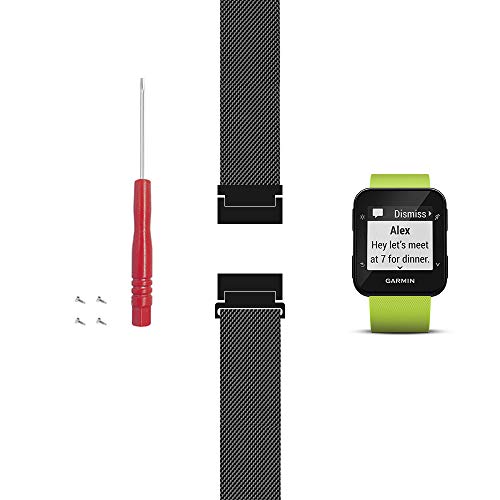 C2D JOY Compatible with Garmin Forerunner 30 and 35 Replacement Band with Screw and Screwdriver, Fashion watchband for Daily wear Soft, Breathable Metal Weave - Black/Red, Large - Thumbnail 3