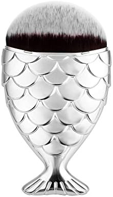 The Chubby Mermaid Goldfish Foundation Makeup Brush for Contouring, foundation, blush, and applying liquid creams (Silver)