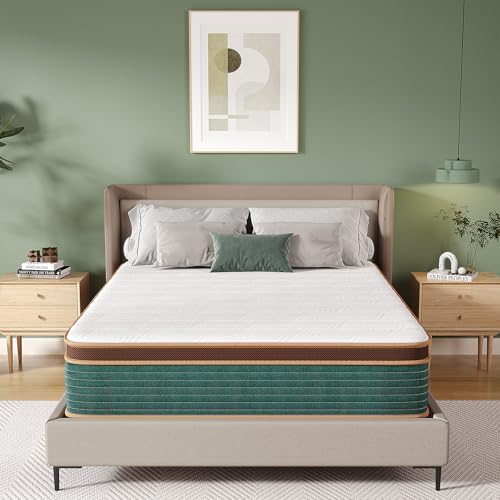 Queen Mattress 10 Inch, Naiveer Queen Size Mattress in a Box with Memory Foam & Pocket Spring, Hybrid Bed Mattress Perfect for Back Pain & Pressure Relief, CertiPUR-US Certified