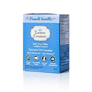 Image of Leaner Creamer, Non-Dairy Coffee Creamer French Vanilla - Sugar Free, Unsweetened, Low Calorie, Coconut Oil, Keto, Gluten Free, Healthy Weight Loss, Fat Burning - 20 Count Singles (FRENCH VANILLA)