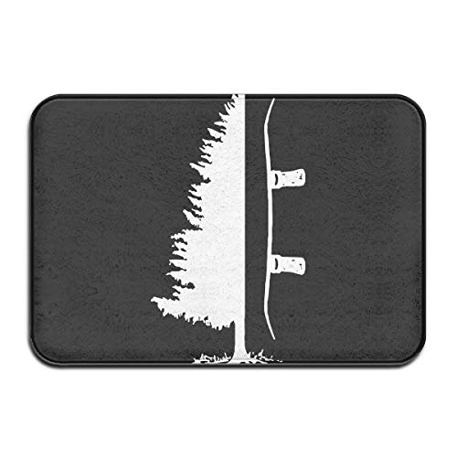 Non Slip Door Mat Outdoor,Decorative Garden Office Bathroom Door Mat with Non Slip, Inside & Outside Area Rug Floor Mat Snowboard Pine Tree Design Pattern for Front Porch White