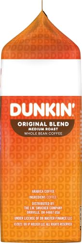DUNKIN’ ORIGINAL BLEND MEDIUM ROAST WHOLE BEAN COFFEE, 18 OUNCE