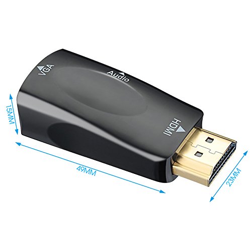 HDMI to VGA, Splaks Tiny Portable HDMI TO VGA with Audio Adapter Male to Female with 3.5mm Audio Output for PC Laptop Power-Free, Raspberry Pi Laptop ,Projector,HDTV,PS3,Xbox STB Blu-ray DVD