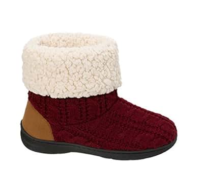 dearfoams cable knit bootie slippers