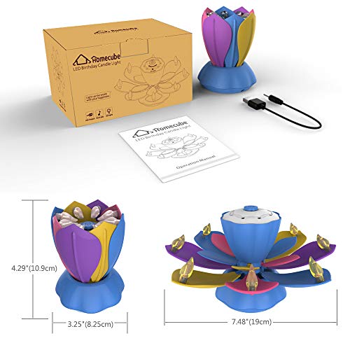 Homecube LED Birthday Candles, Flameless Musical Birthday Candles with 3 Adjustable Flash Modes, Rotatable Flower Birthday Cake Toy with Blow Out Design for Birthday Party Decoration (Colorful) - Thumbnail 6