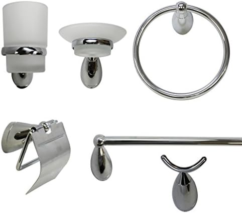 LADA 77942 6 PC Neva Series Die-Cast Metal Bath Acessory Set Polished Chrome