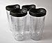 Set of 4 Clear 16oz Tumblers - Clear with Black Lid - BPA Free