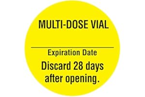 UAL United Ad Label Medication Labels MULTIDOSE Vial Discard 28 Days After Opening, 1" Diameter, Permanent Paper Label, Fluorescent Yellow, One Roll of 885 Labels
