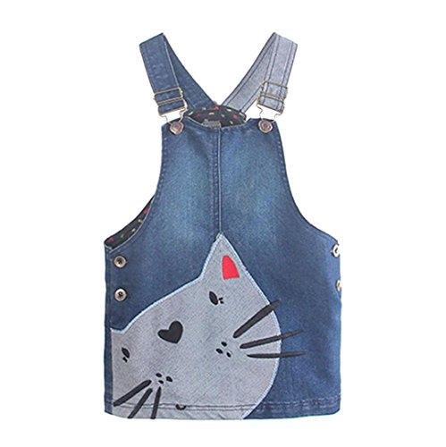 Vovotrade Toddler Kid Baby Girls Denim Straps Sundress Print Piece Dress Clothing Outfits (2T, Blue)