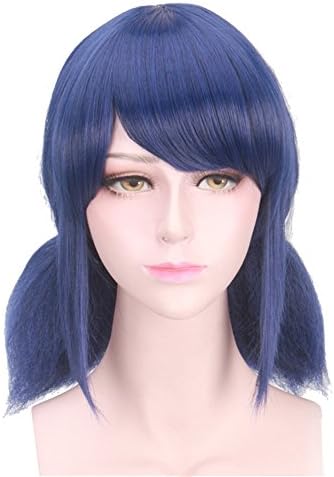 Anime Short Straight Blue Mixed Cosplay Wig with Double Ponytail