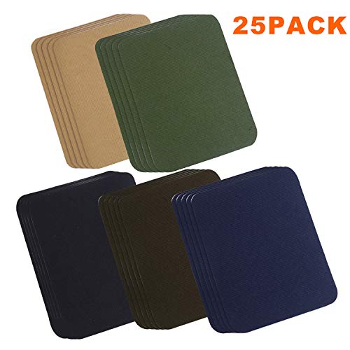 25 Pack,5 Colors4.9 inch x 3.7 inch Large Size Iron on Patches for Repairing Fabrics Clothing Jeans Bags Pants