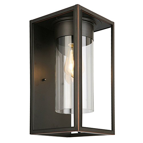 Eglo Lighting 203032A Walker Hill - 15" One Light Outdoor Wall Lantern, Oil Rubbed Bronze Finish with Clear Glass